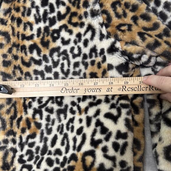 Nine West Jacket Womens Small Leopard Animal Print Faux Fur Zip Up Pockets Cozy - Picture 9 of 12